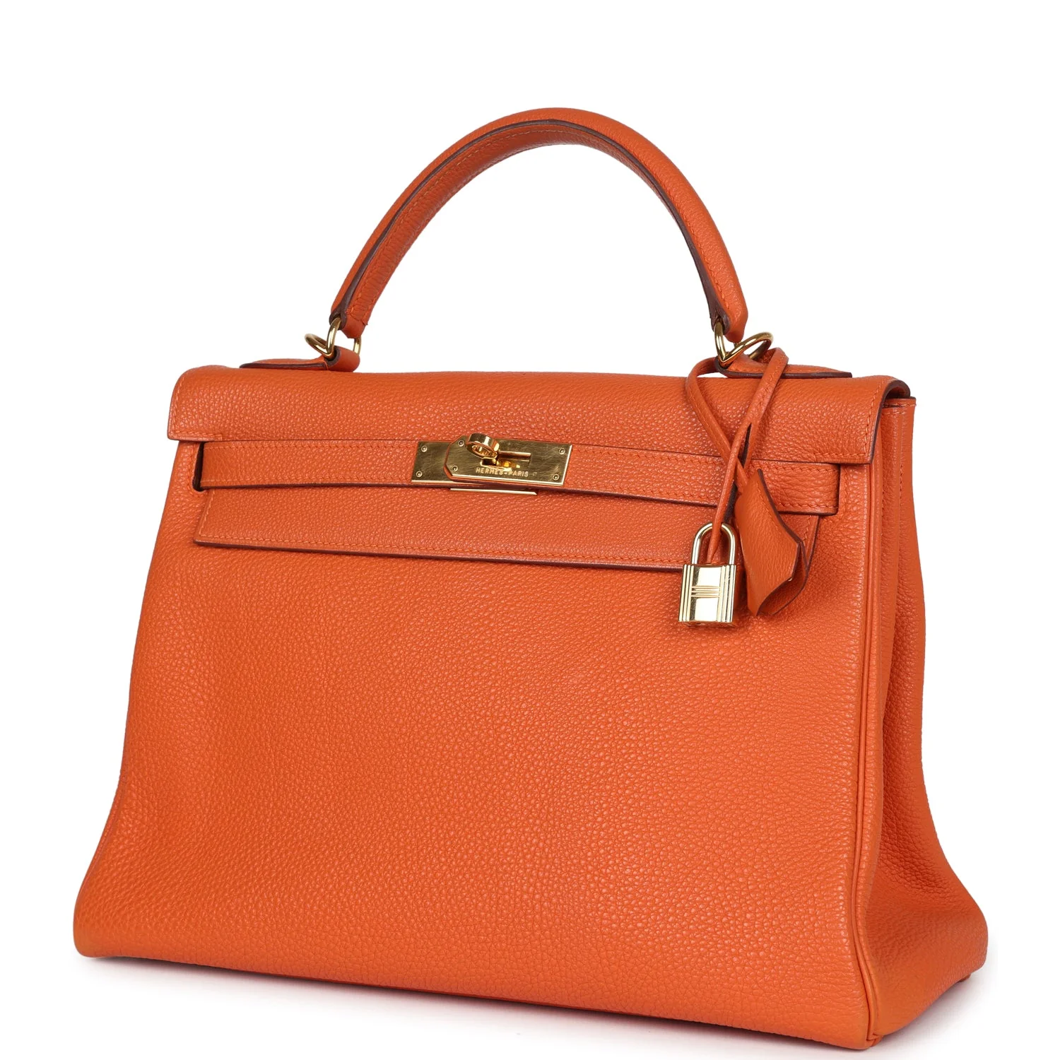 Replicate Vintage Hermes Kelly Retourne 32 Orange Togo Gold Hardware(1:1 replica)