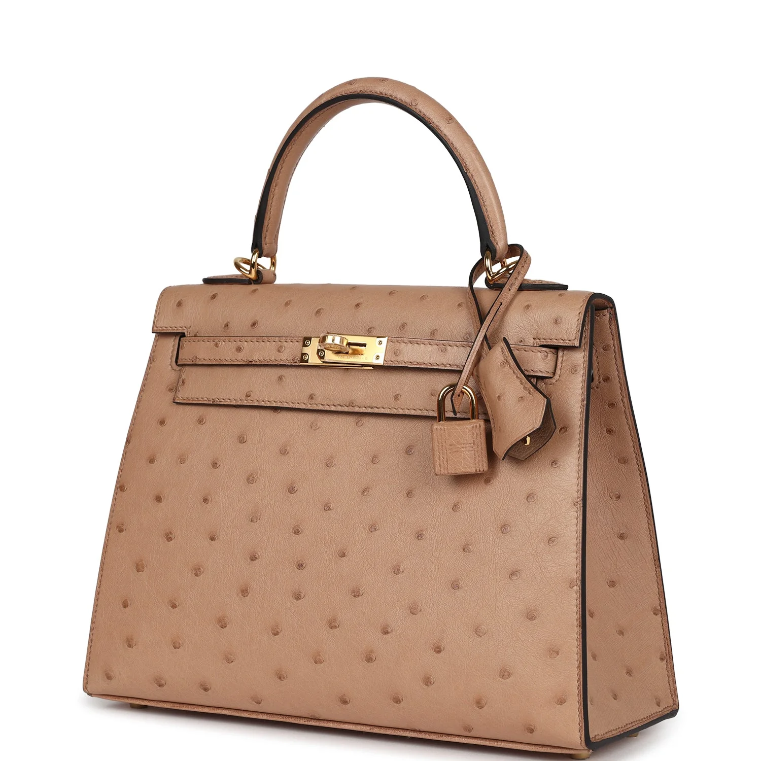 Replicate Hermes Kelly Sellier 25 Chai Ostrich Gold Hardware(1:1 replica)