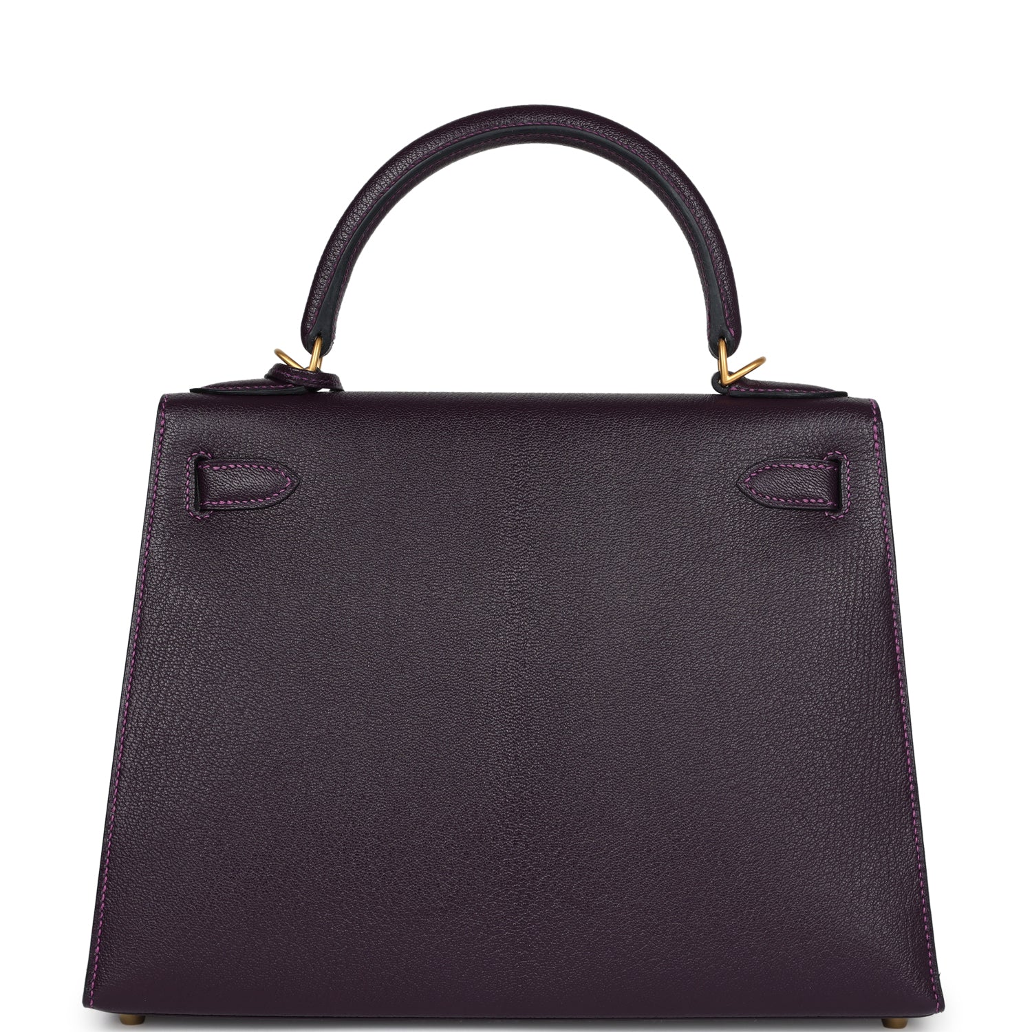Replicate Hermes Special Order (HSS) Kelly Sellier 28 Raisin Verso Chevre Brushed Gold Hardware(1:1 replica)