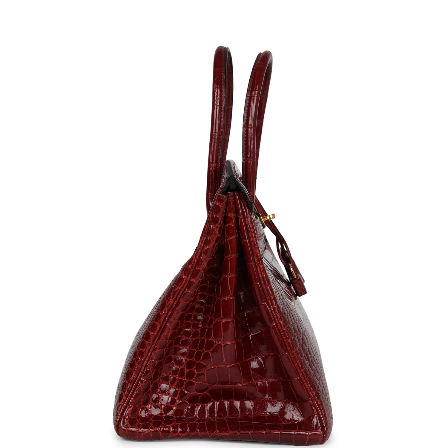 Replicate Hermes Birkin 35 Rouge H Shiny Crocodile Porosus Gold Hardware(1:1 replica)