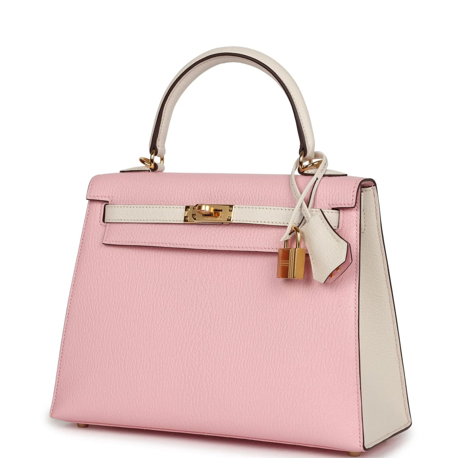 Replicate Hermes Special Order (HSS) Kelly Sellier 25 Rose Sakura and Nata Chevre Gold Hardware(1:1 replica)