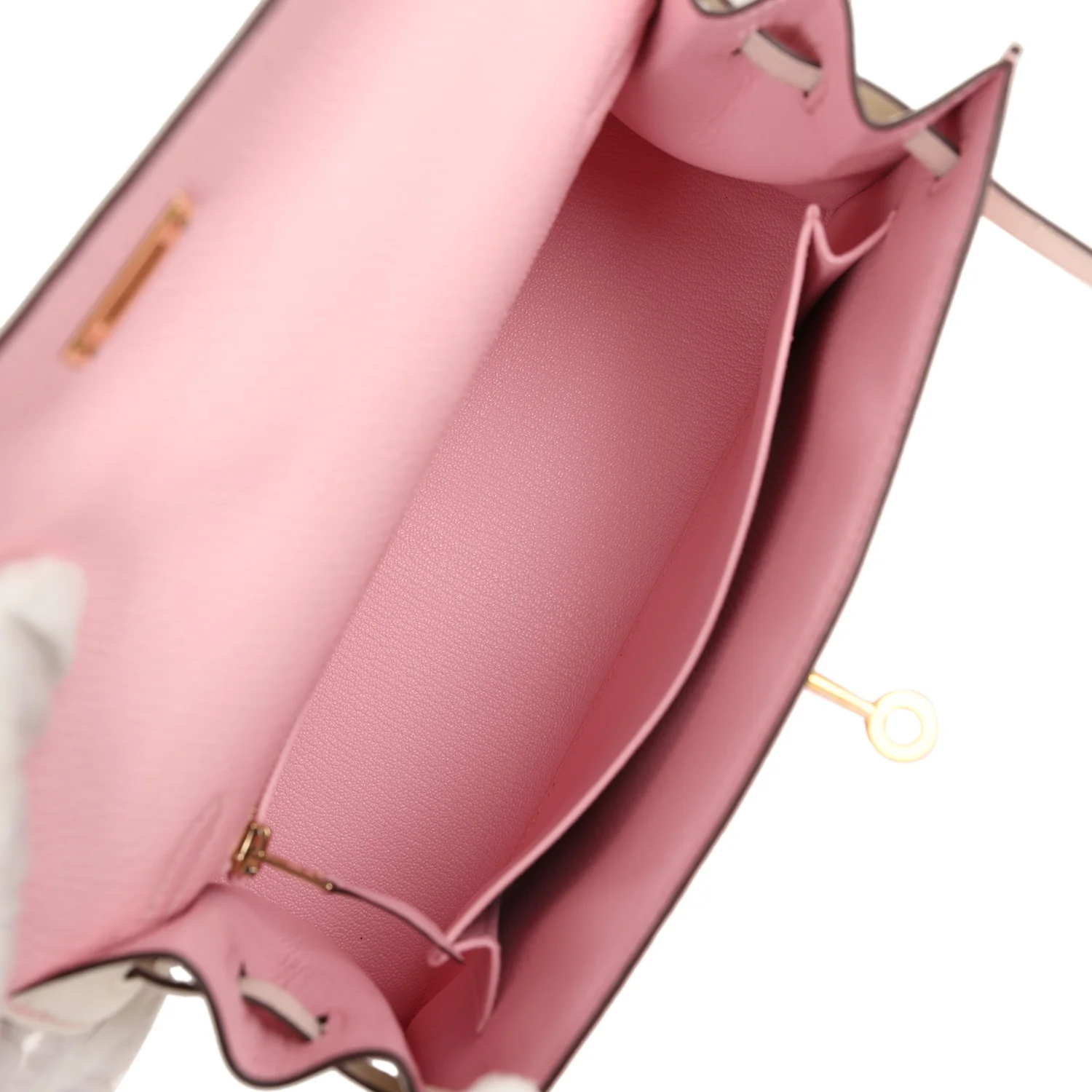 Replicate Hermes Special Order (HSS) Kelly Sellier 25 Rose Sakura and Nata Chevre Gold Hardware(1:1 replica)