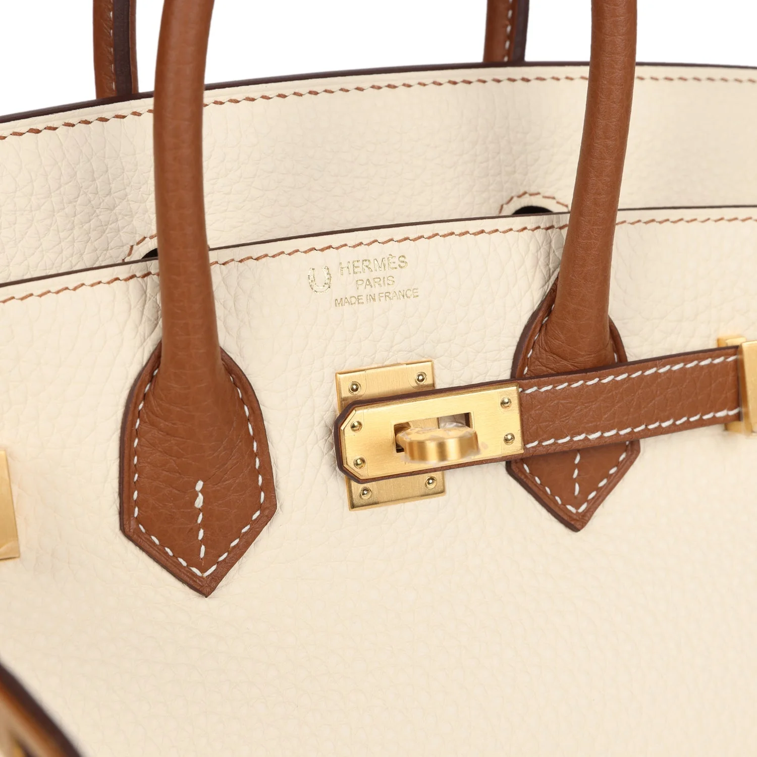Replicate Hermes Special Order (HSS) Birkin 25 Nata and Gold Clemence Brushed Gold Hardware(1:1 replica)