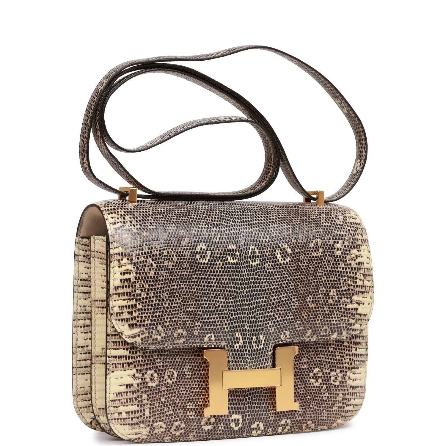 Replicate Hermes Mini Constance 18 Ombre Lizard Varanus Salvator Gold Hardware(1:1 replica)