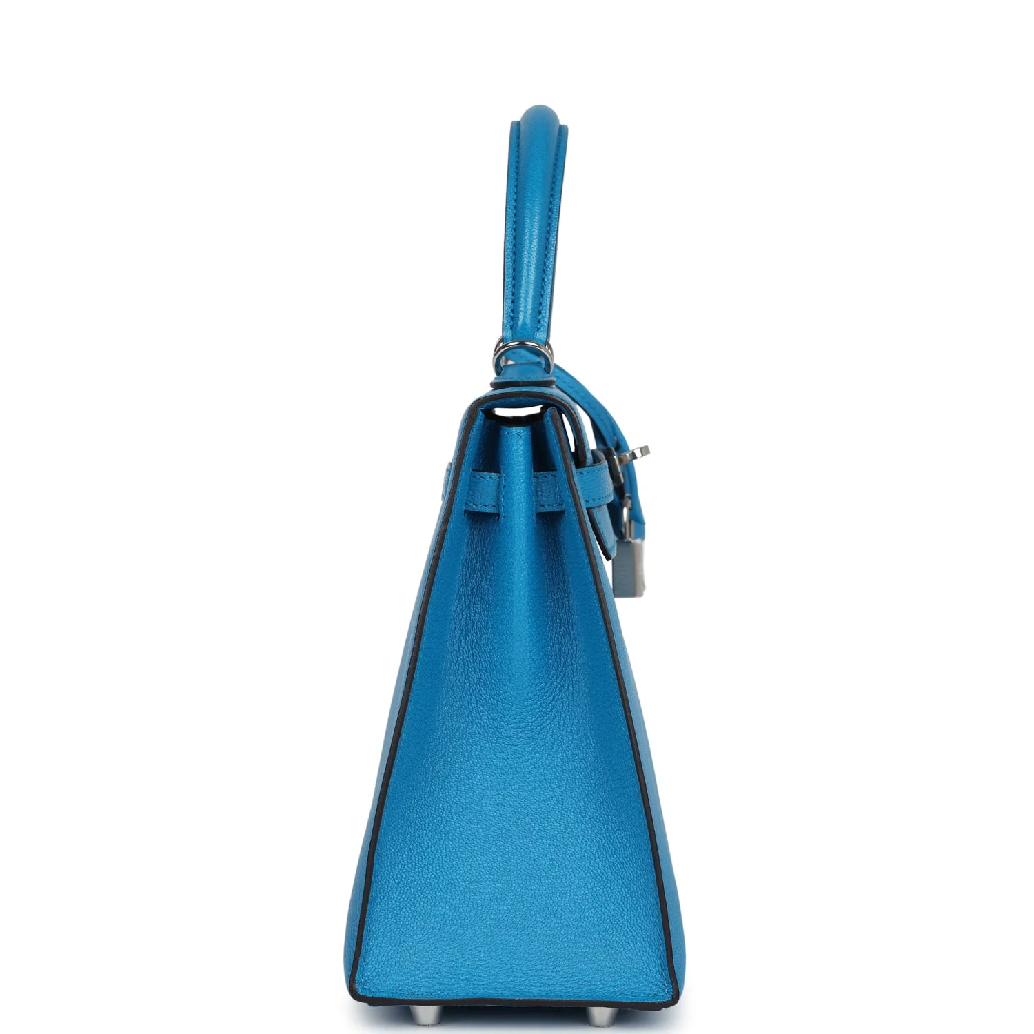 Replicate Hermes Kelly Sellier 25 Bleu Zanzibar Chevre Palladium Hardware(1:1 replica)