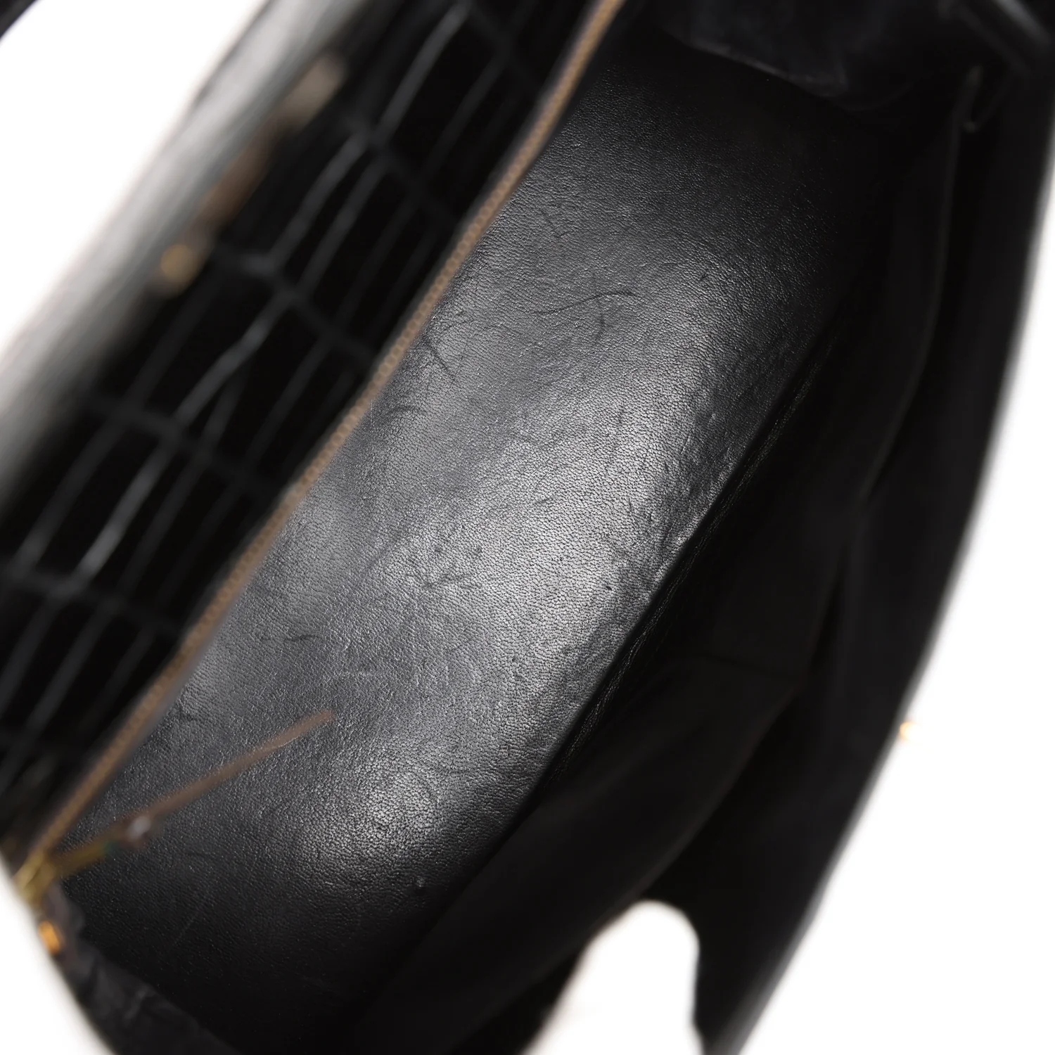 Replicate Vintage Hermes Kelly Sellier 32 Black Shiny Porosus Crocodile Gold Hardware(1:1 replica)