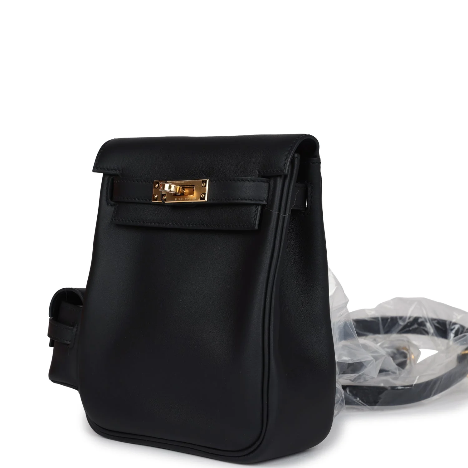 Replicate Hermes Mini Kelly Jump Backpack Black Swift Gold Hardware(1:1 replica)
