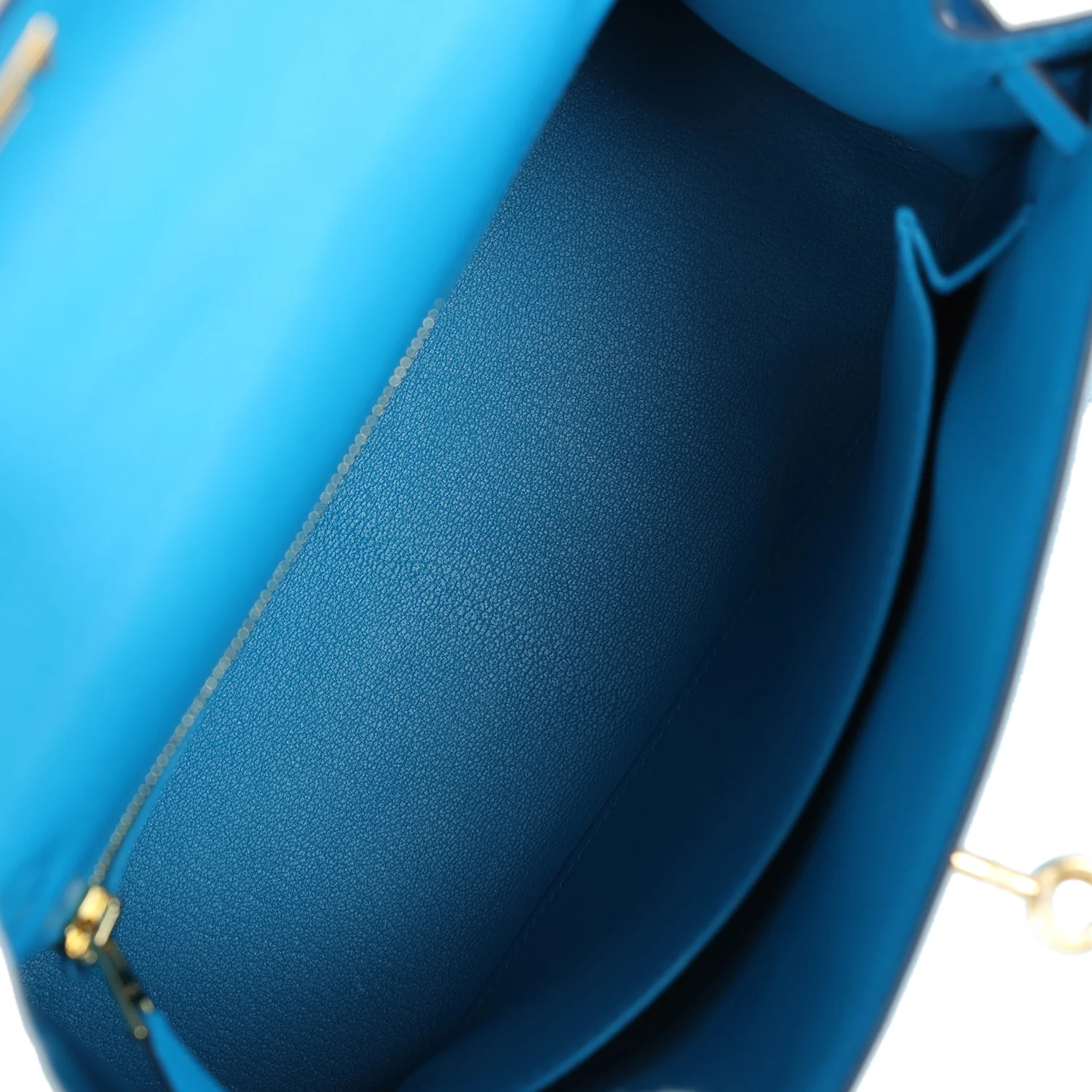 Replicate Hermes Kelly Sellier 25 Bleu Frida Chevre Gold Hardware(1:1 replica)