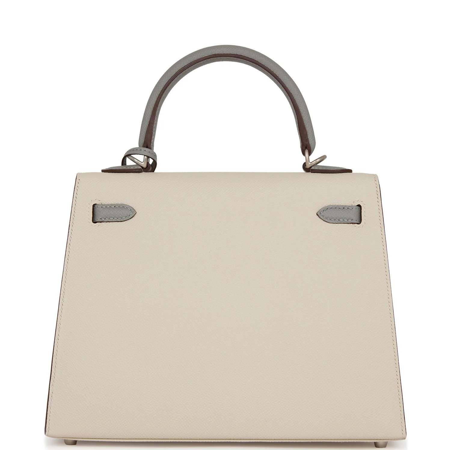 Replicate Hermes Special Order (HSS) Kelly Sellier 25 Craie and Gris Mouette Epsom Brushed Palladium Hardware(1:1 replica)