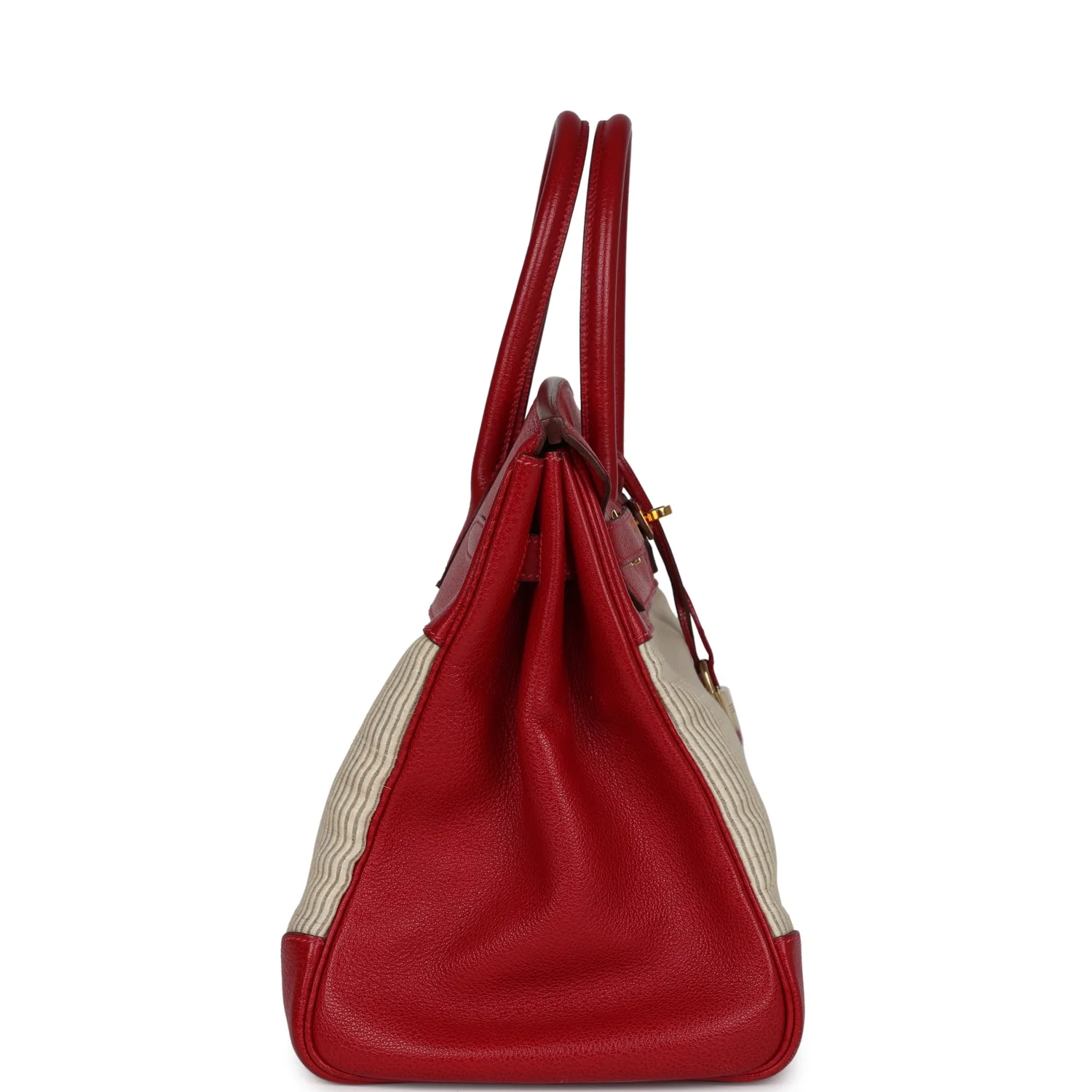 Replicate Vintage Hermes Birkin 35 Rouge Vif Buffalo and Crinoline Gold Hardware(1:1 replica)