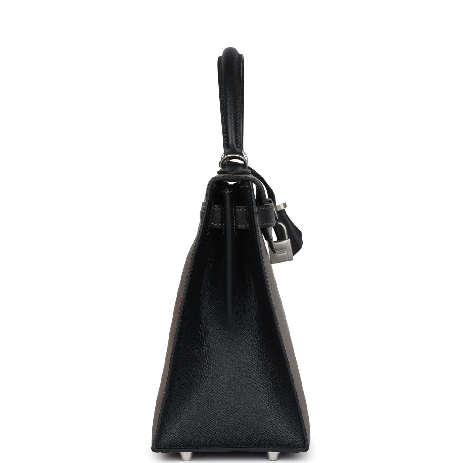 Replicate Hermes Special Order (HSS) Kelly Sellier 28 Etain and Black Epsom Brushed Palladium Hardware(1:1 replica)
