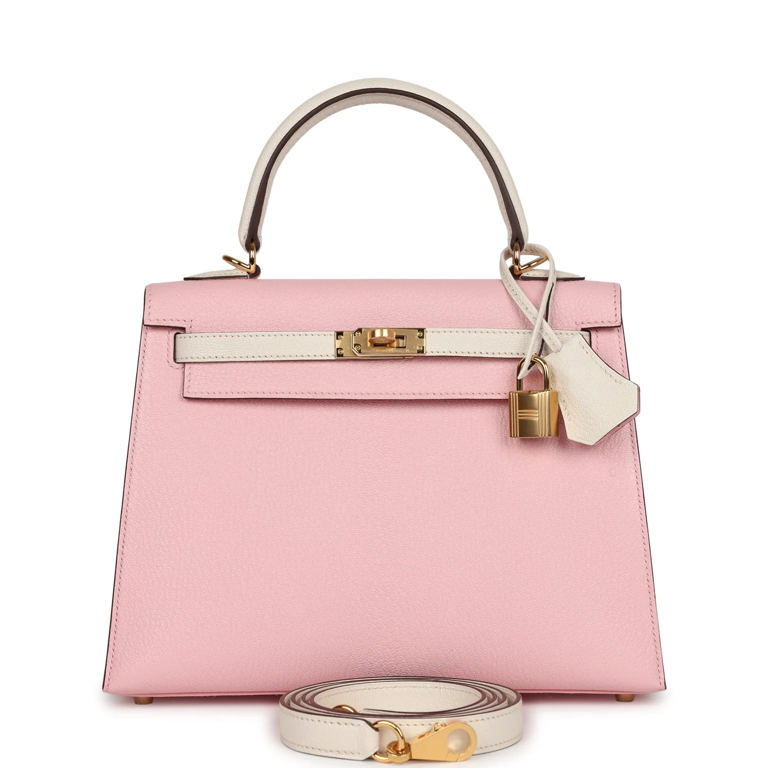 Replicate Hermes Special Order (HSS) Kelly Sellier 25 Rose Sakura and Nata Chevre Gold Hardware(1:1 replica)