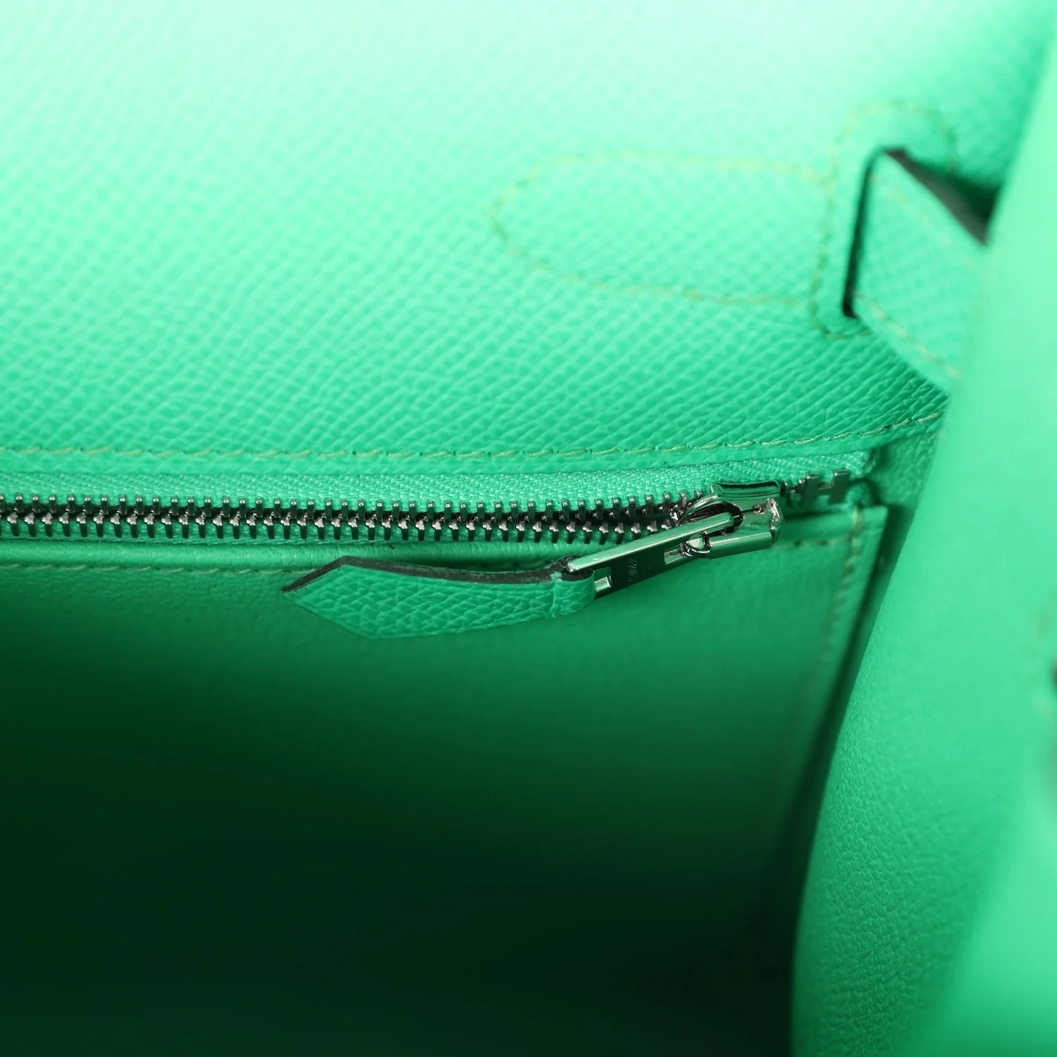 Replicate Hermes Kelly Sellier 28 Vert Comics Epsom Palladium Hardware(1:1 replica)