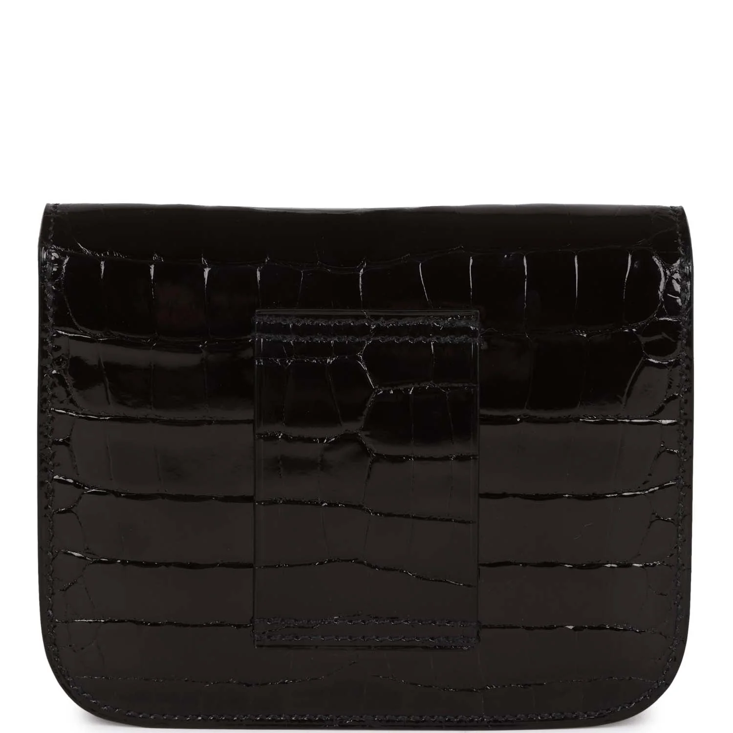Replicate Hermes Constance Slim Wallet Shiny Black Alligator Gold Hardware(1:1 replica)