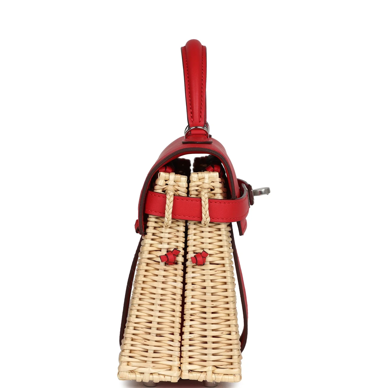 Replicate Hermes Mini Picnic Kelly 20 Rouge De Coeur Swift Palladium Hardware(1:1 replica)