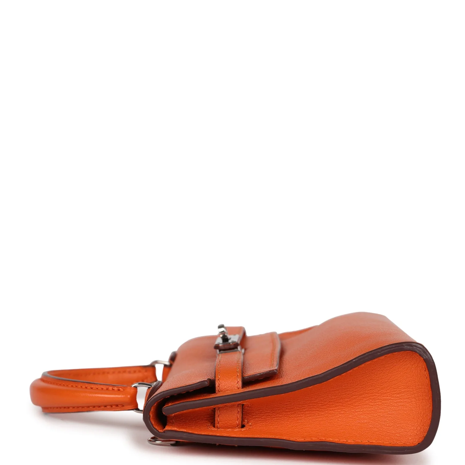 Replicate Hermes Micro Kelly 15 Orange Swift Palladium Hardware(1:1 replica)