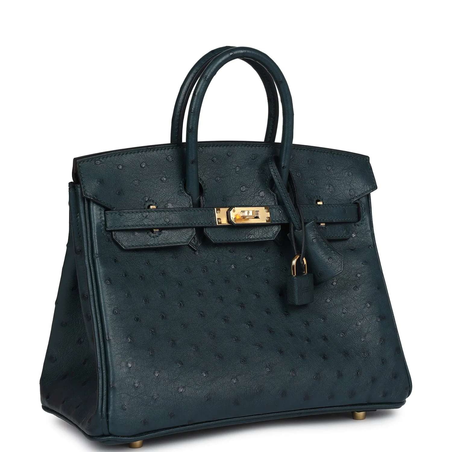 Replicate Hermes Birkin 25 Vert Cypres Ostrich Gold Hardware(1:1 replica)