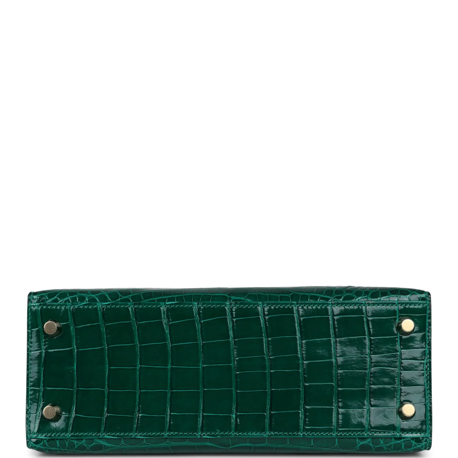 Replicate Hermes Kelly Sellier 25 Emerald Shiny Alligator Gold Hardware(1:1 replica)