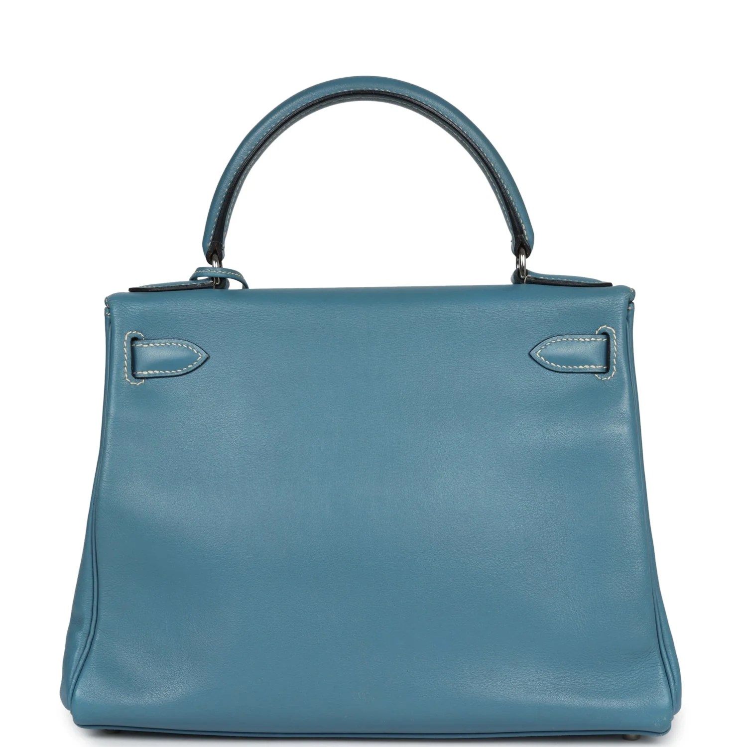 Replicate Vintage Hermes Kelly Retourne 28 Blue Jean Gulliver Palladium Hardware(1:1 replica)