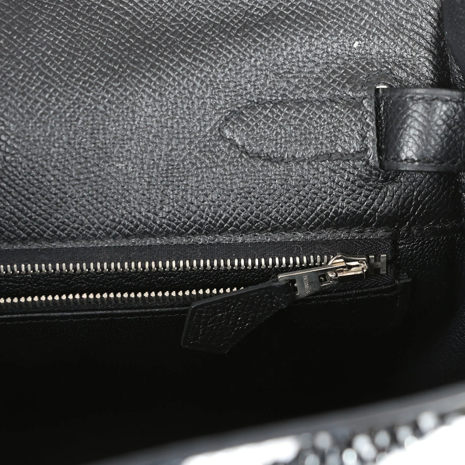 Replicate Custom Zebra Swarovski Crystal Hermes Kelly Sellier 32 Black Epsom Palladium Hardware(1:1 replica)