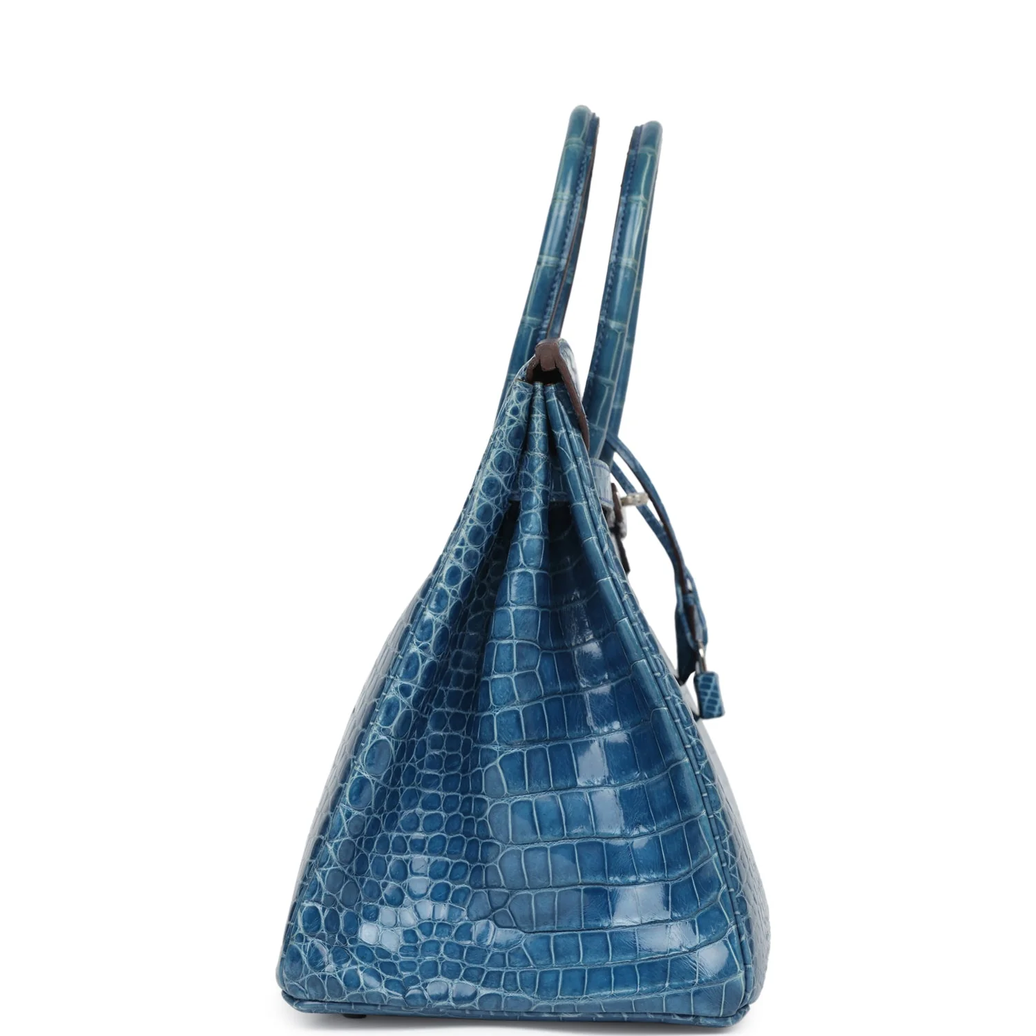 Replicate Hermes Birkin 35 Bleu Mykonos Shiny Porosus Crocodile Palladium Hardware(1:1 replica)