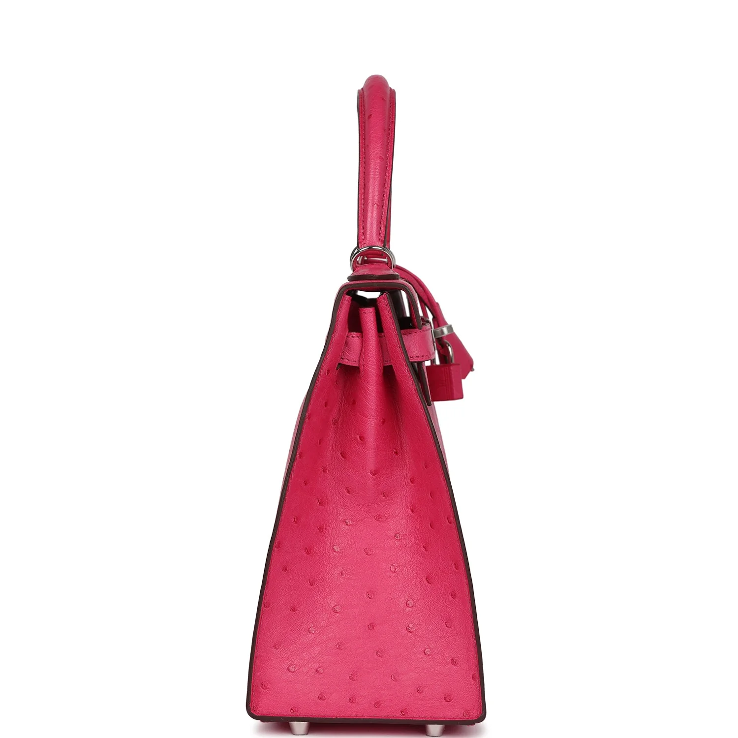 Replicate Hermes Kelly Sellier 28 Rose Tyrien Ostrich Palladium Hardware(1:1 replica)