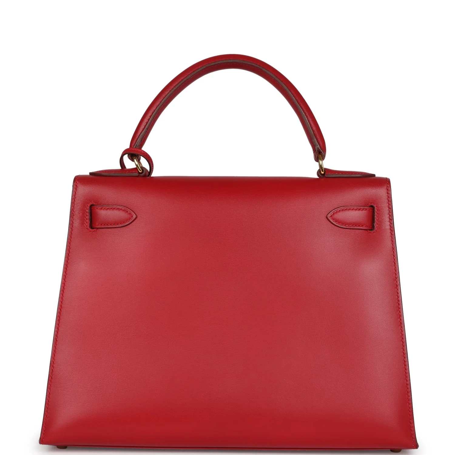 Replicate Vintage Hermes Kelly Sellier 28 Rouge Vif Box Gold Hardware(1:1 replica)