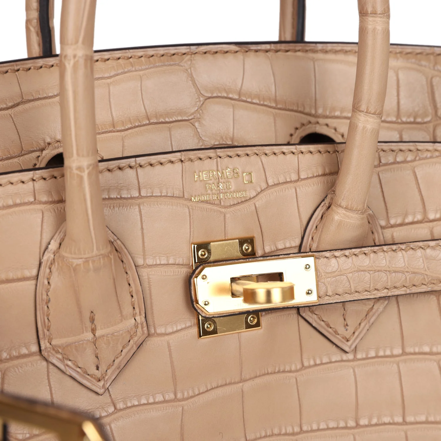 Replicate Hermes Birkin 25 Chai Matte Alligator Gold Hardware(1:1 replica)