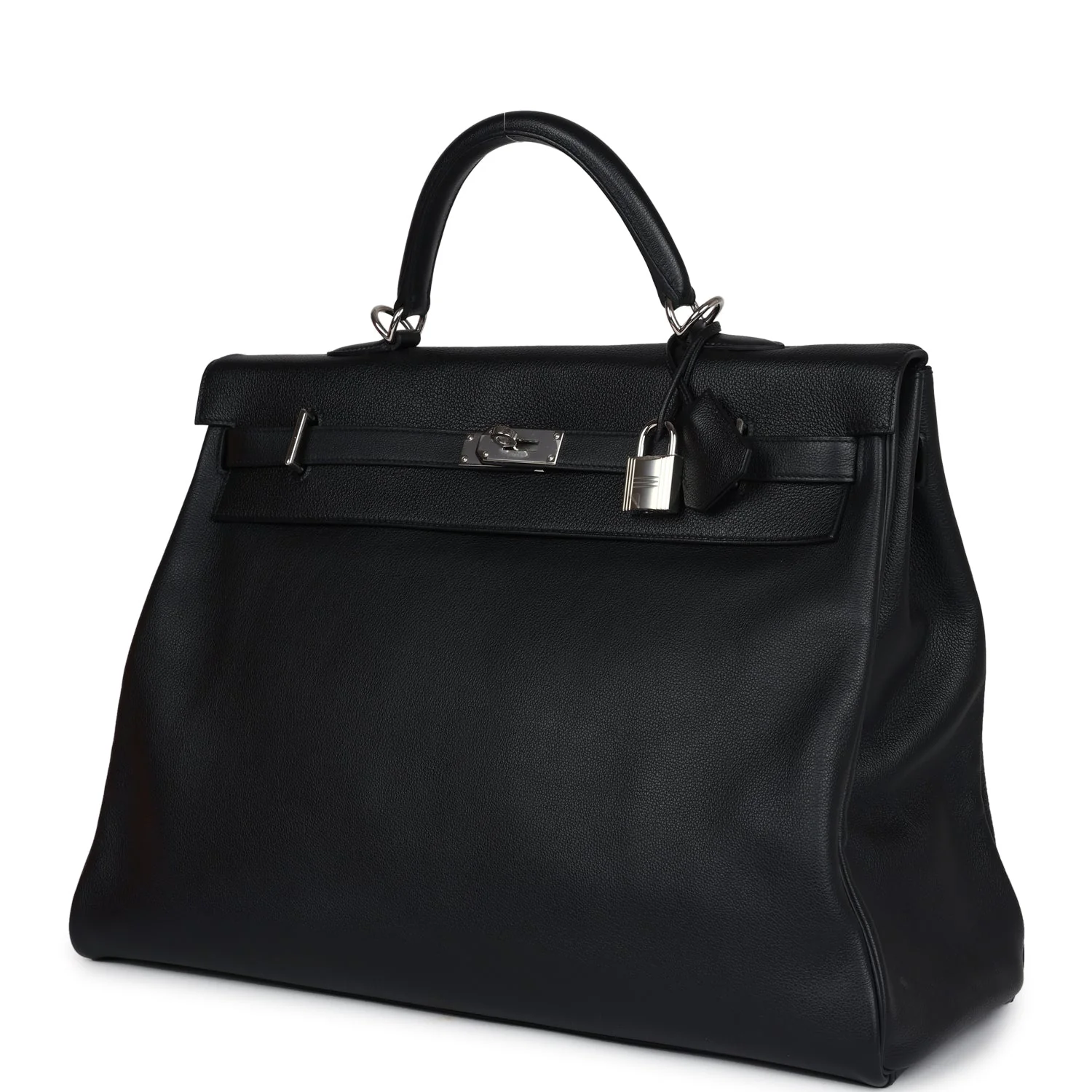 Replicate Hermes Kelly Voyage 50 Black Evercolor Palladium Hardware(1:1 replica)