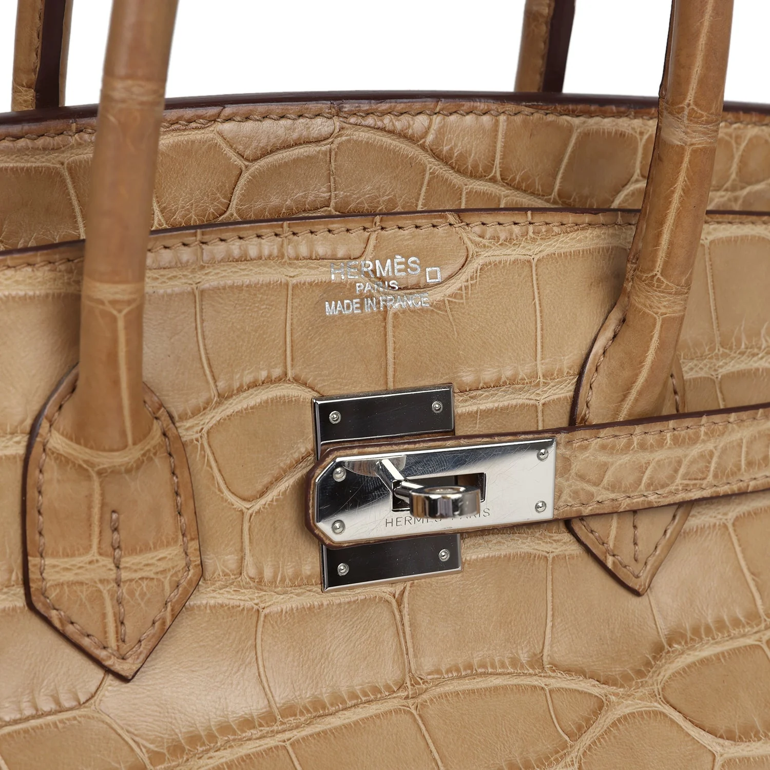 Replicate Hermes Birkin 35 Poussiere Matte Alligator Palladium Hardware(1:1 replica)