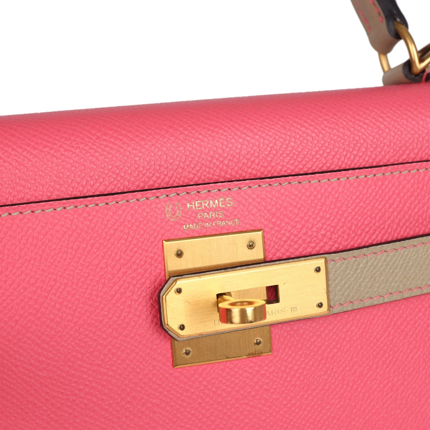 Replicate Hermes Special Order (HSS) Kelly Sellier 28 Rose Azalee and Trench Epsom Epsom Brushed Gold Hardware(1:1 replica)