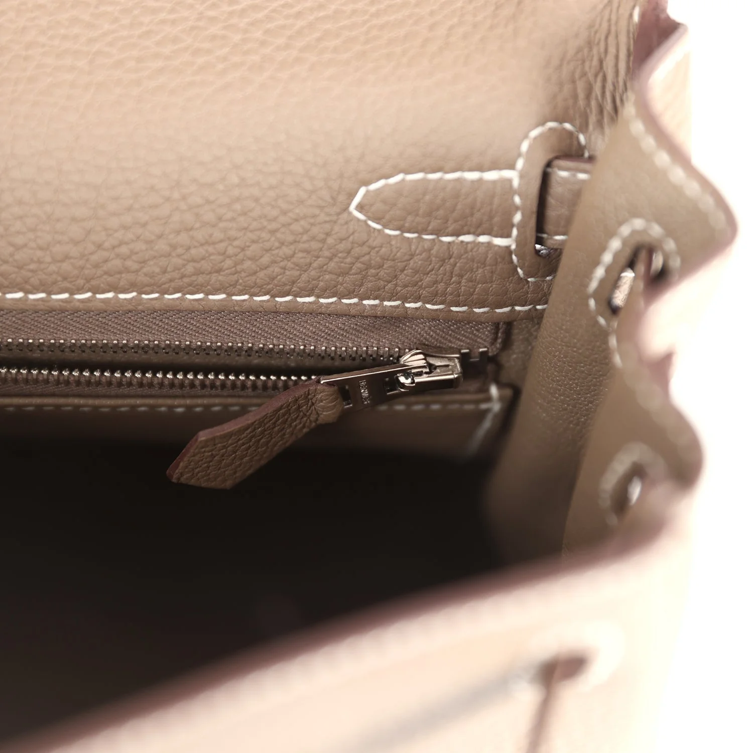 Replicate Hermes Kelly Retourne 25 Etoupe Togo Palladium Hardware(1:1 replica)
