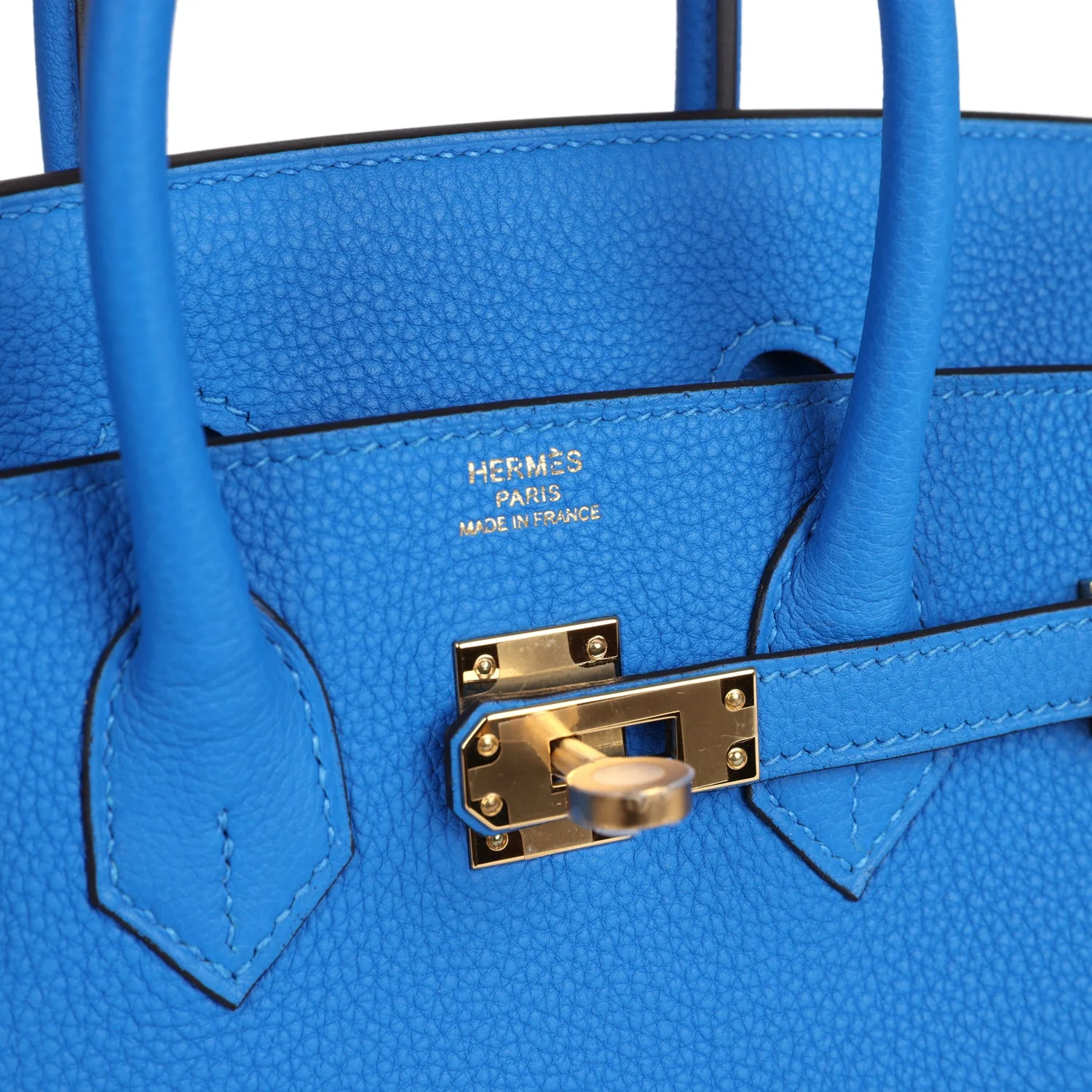 Replicate Hermes Birkin 25 Bleu Hydra Togo Gold Hardware(1:1 replica)