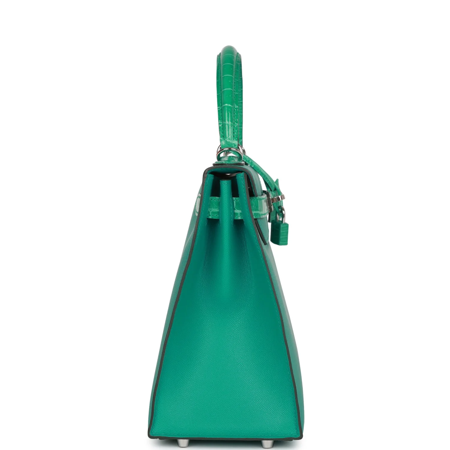 Replicate Hermes Kelly Sellier 28 Vert Verone Madame and Shiny Niloticus Crocodile Touch Palladium Hardware(1:1 replica)