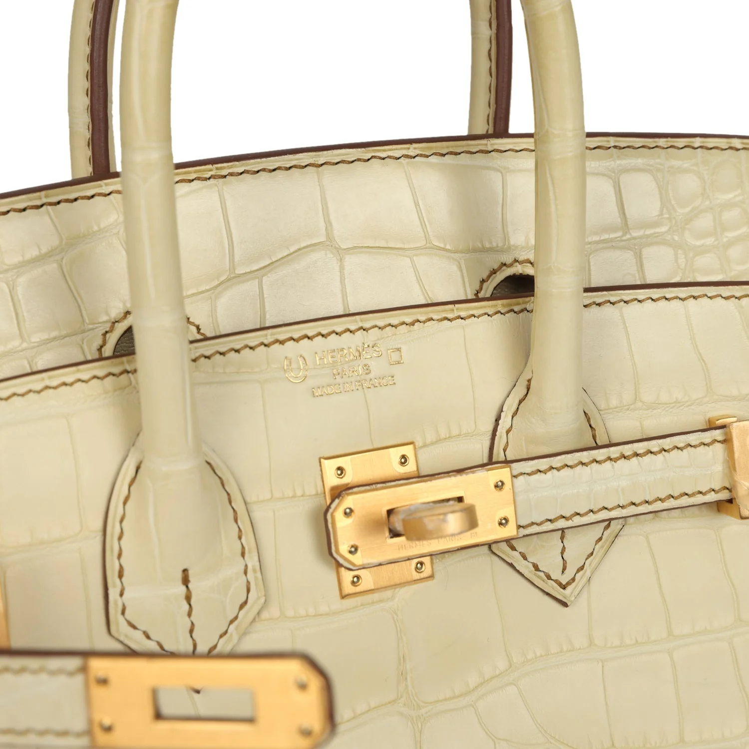 Replicate Hermes Special Order (HSS) Birkin 25 Vanille Matte Alligator Brushed Gold Hardware(1:1 replica)