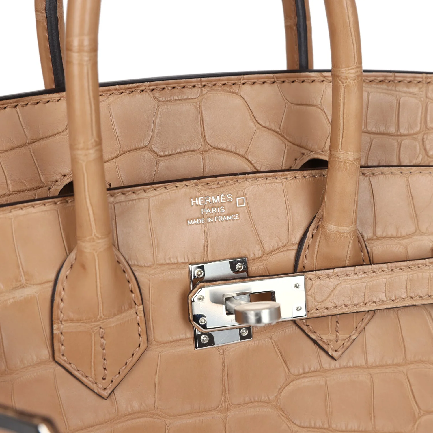 Replicate Hermes Birkin 25 Chai Matte Alligator Palladium Hardware(1:1 replica)