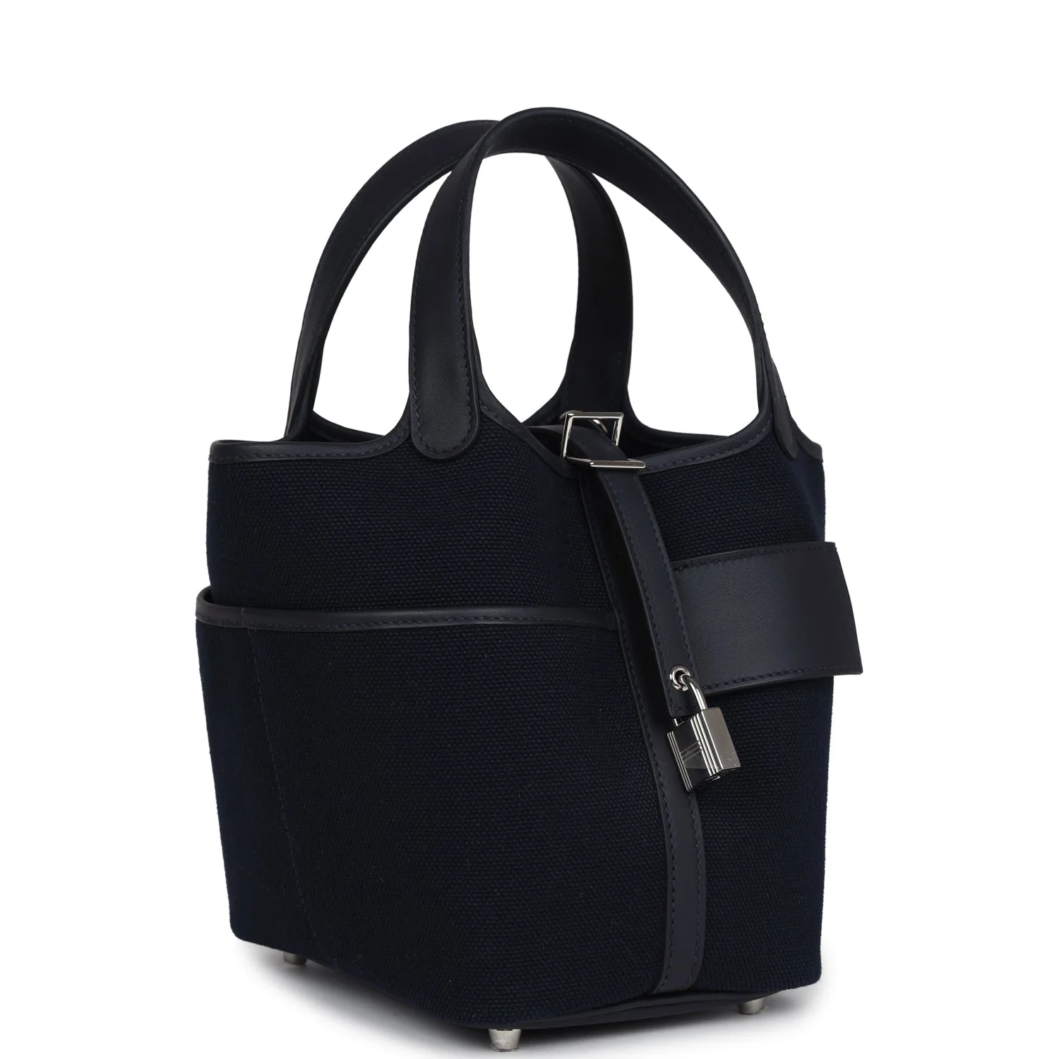 Replicate Hermes Picotin Cargo 18 Caban Swift and Black Toile Canvas Palladium Hardware(1:1 replica)