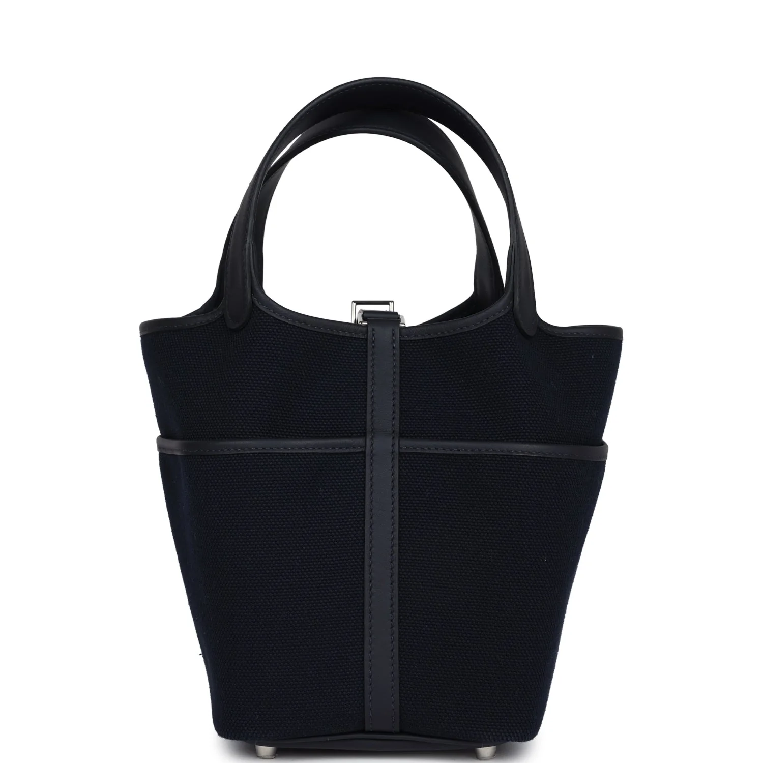 Replicate Hermes Picotin Cargo 18 Caban Swift and Black Toile Canvas Palladium Hardware(1:1 replica)