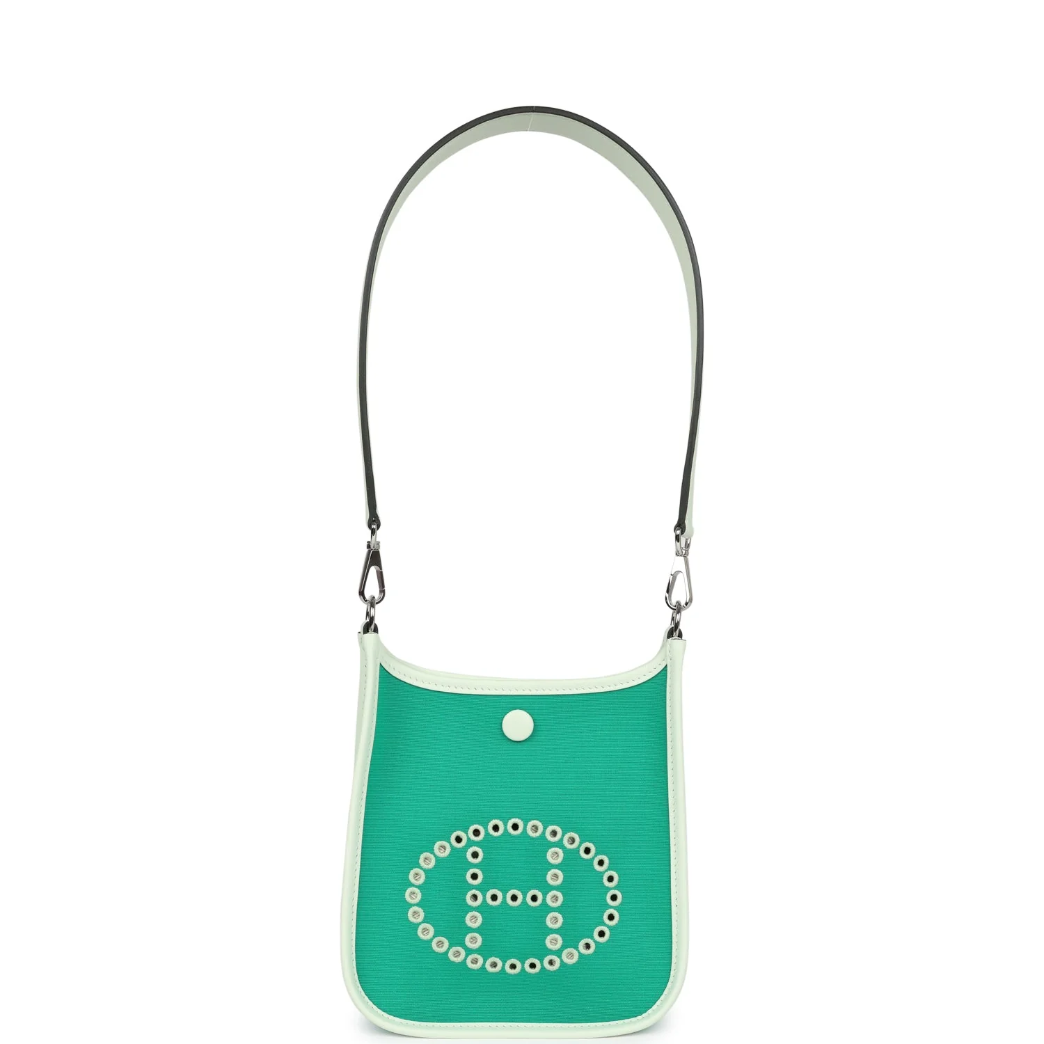 Replicate Hermes Neo Evelyne TPM Menthe Officier Canvas and Vert Fizz Swift Palladium Hardware(1:1 replica)