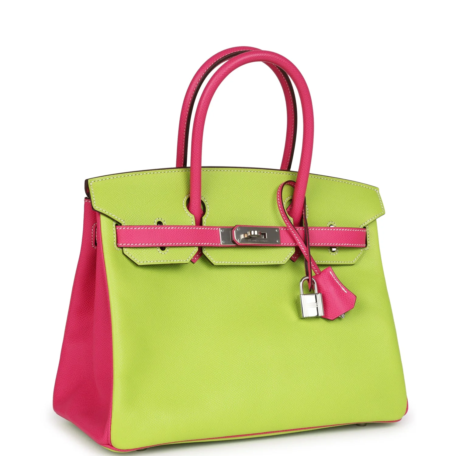 Replicate Hermes Special Order (HSS) Birkin 30 Kiwi and Rose Tyrien Epsom Palladium Hardware(1:1 replica)