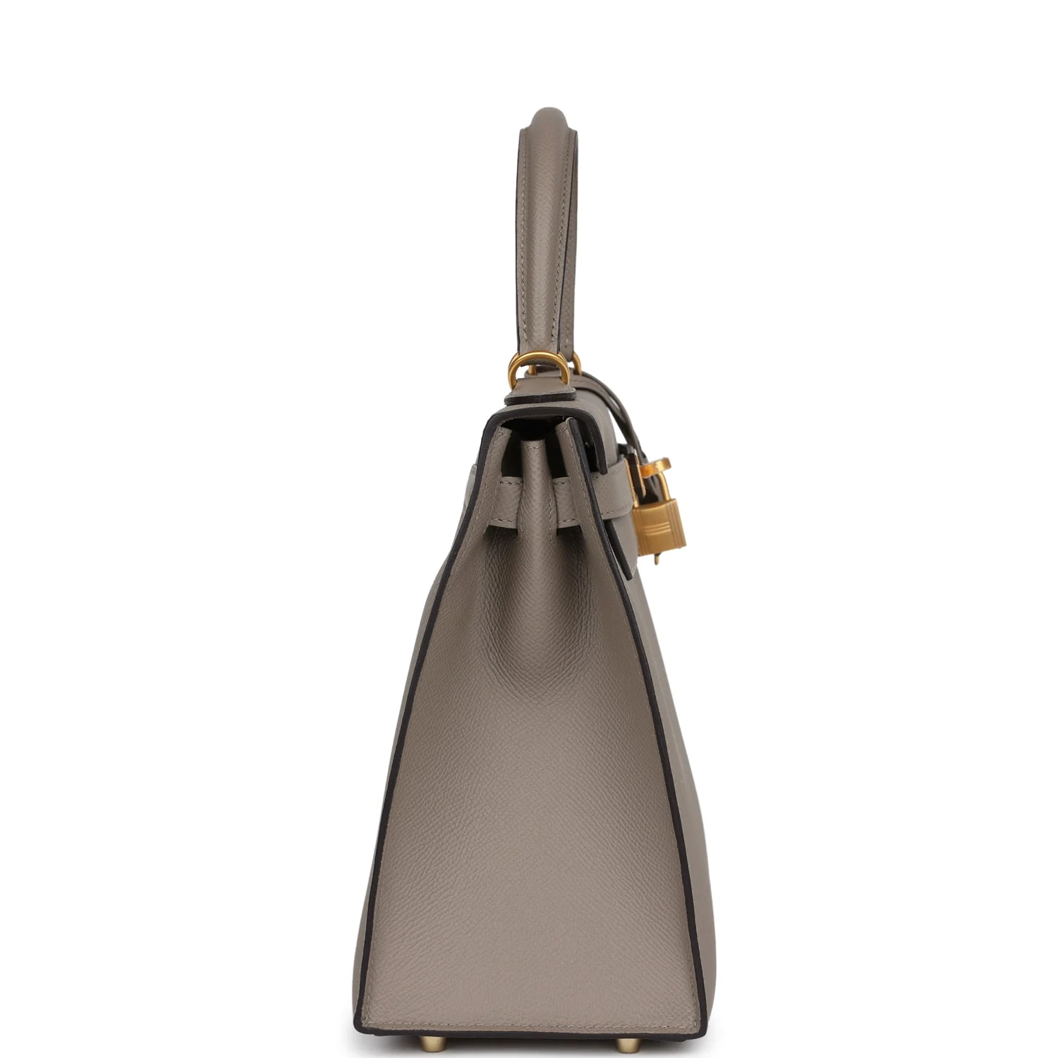 Replicate Hermes Special Order (HSS) Kelly Sellier 28 Gris Asphalte Verso Epsom Brushed Gold Hardware(1:1 replica)