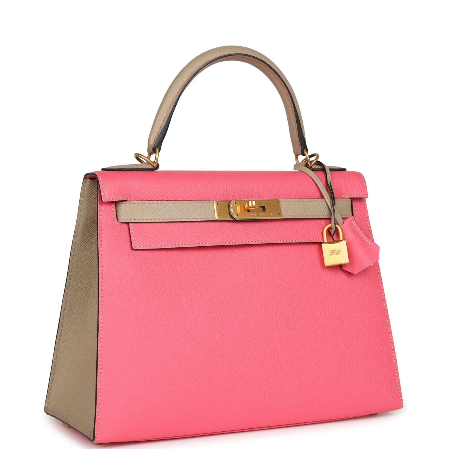 Replicate Hermes Special Order (HSS) Kelly Sellier 28 Rose Azalee and Trench Epsom Epsom Brushed Gold Hardware(1:1 replica)