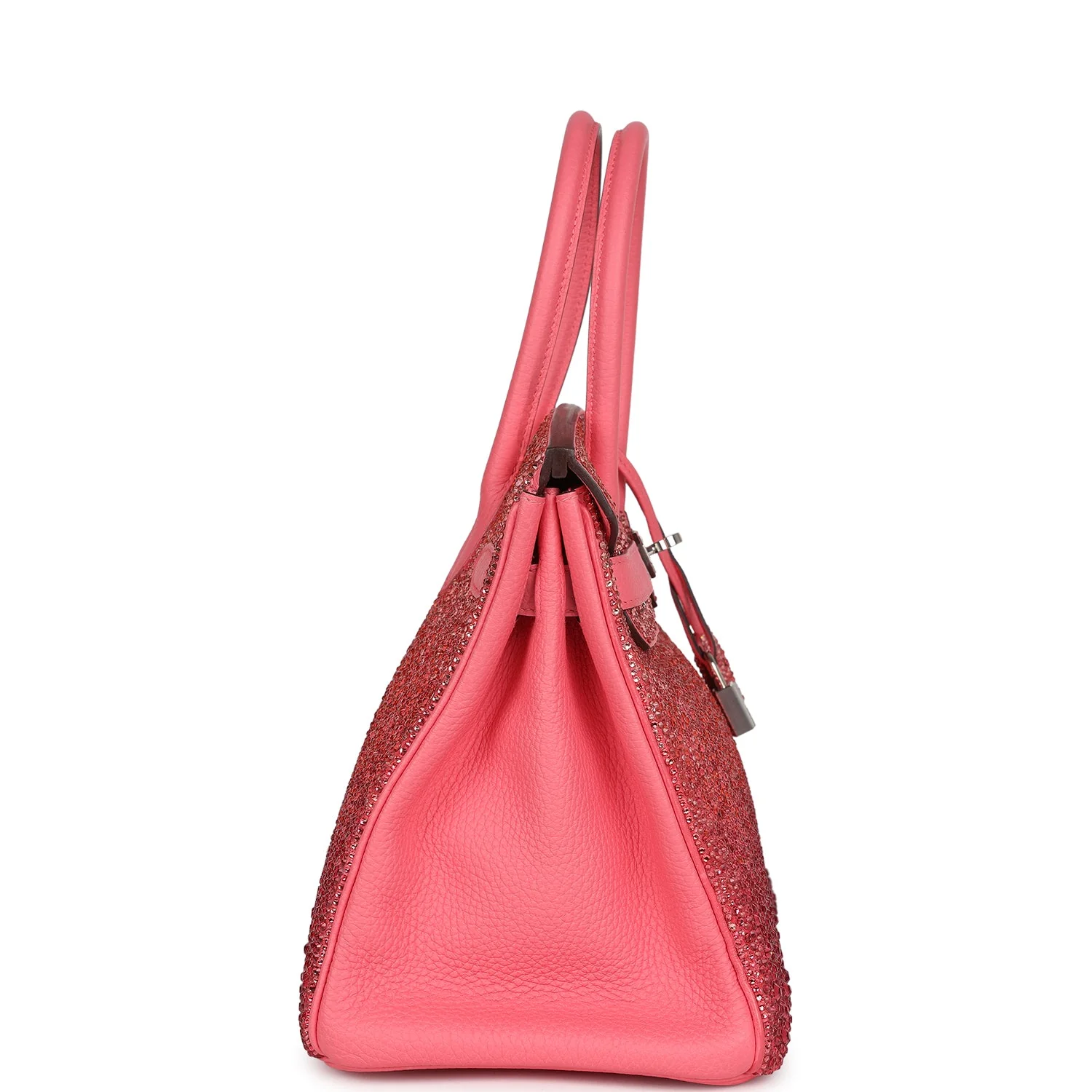 Replicate Custom Ombre Swarovski Crystal Hermes Birkin 30 Rose Azalee Clemence Palladium Hardware(1:1 replica)