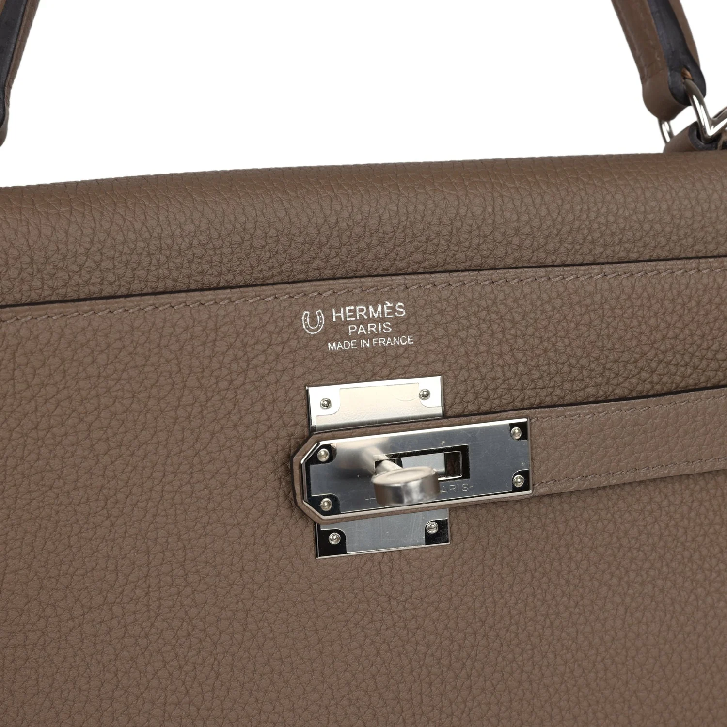 Replicate Hermes Special Order (HSS) Kelly Retourne 32 Etoupe Verso Togo Palladium Hardware(1:1 replica)