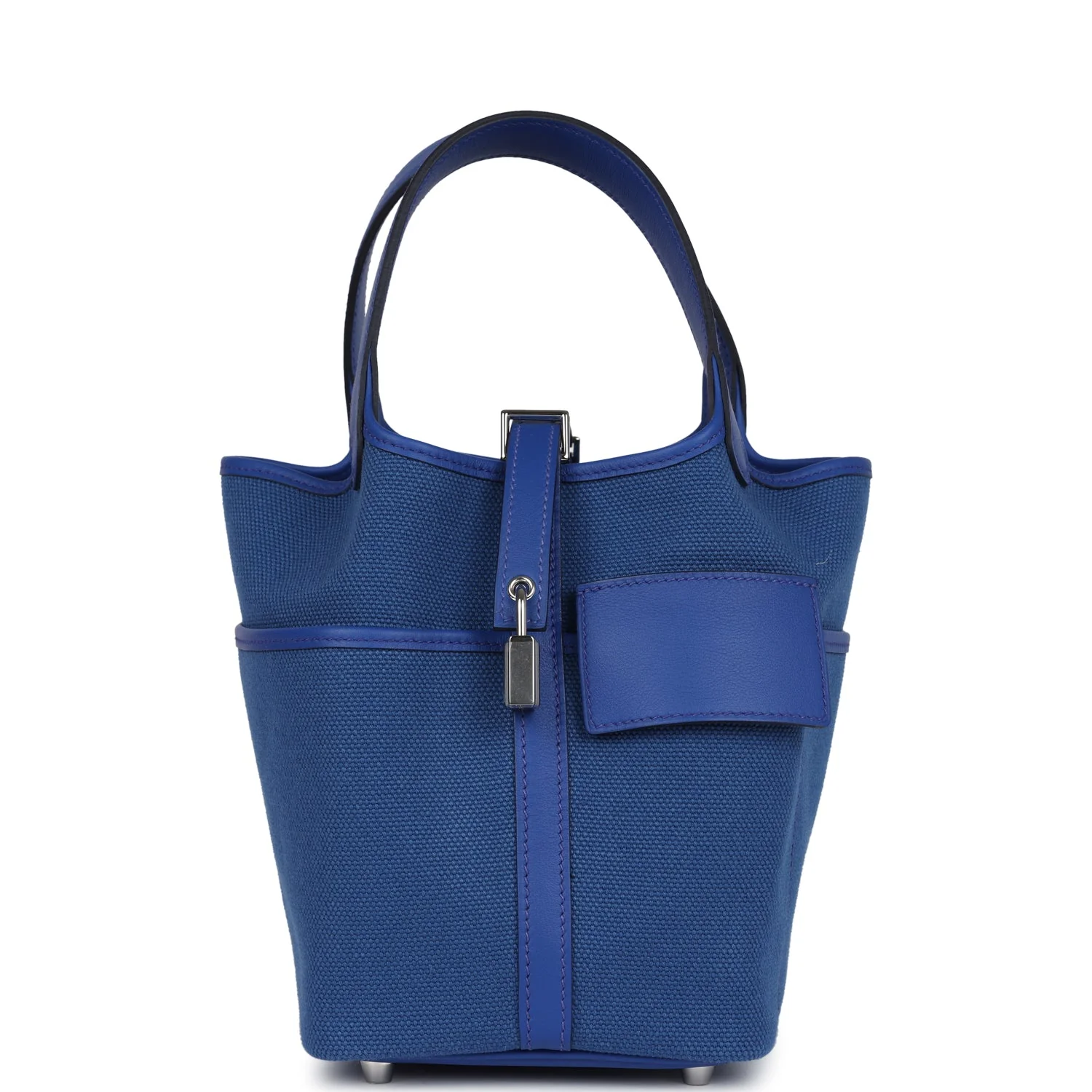 Replicate Hermes Picotin Cargo 18 Bleu Royal Swift and Toile Canvas Palladium Hardware(1:1 replica)