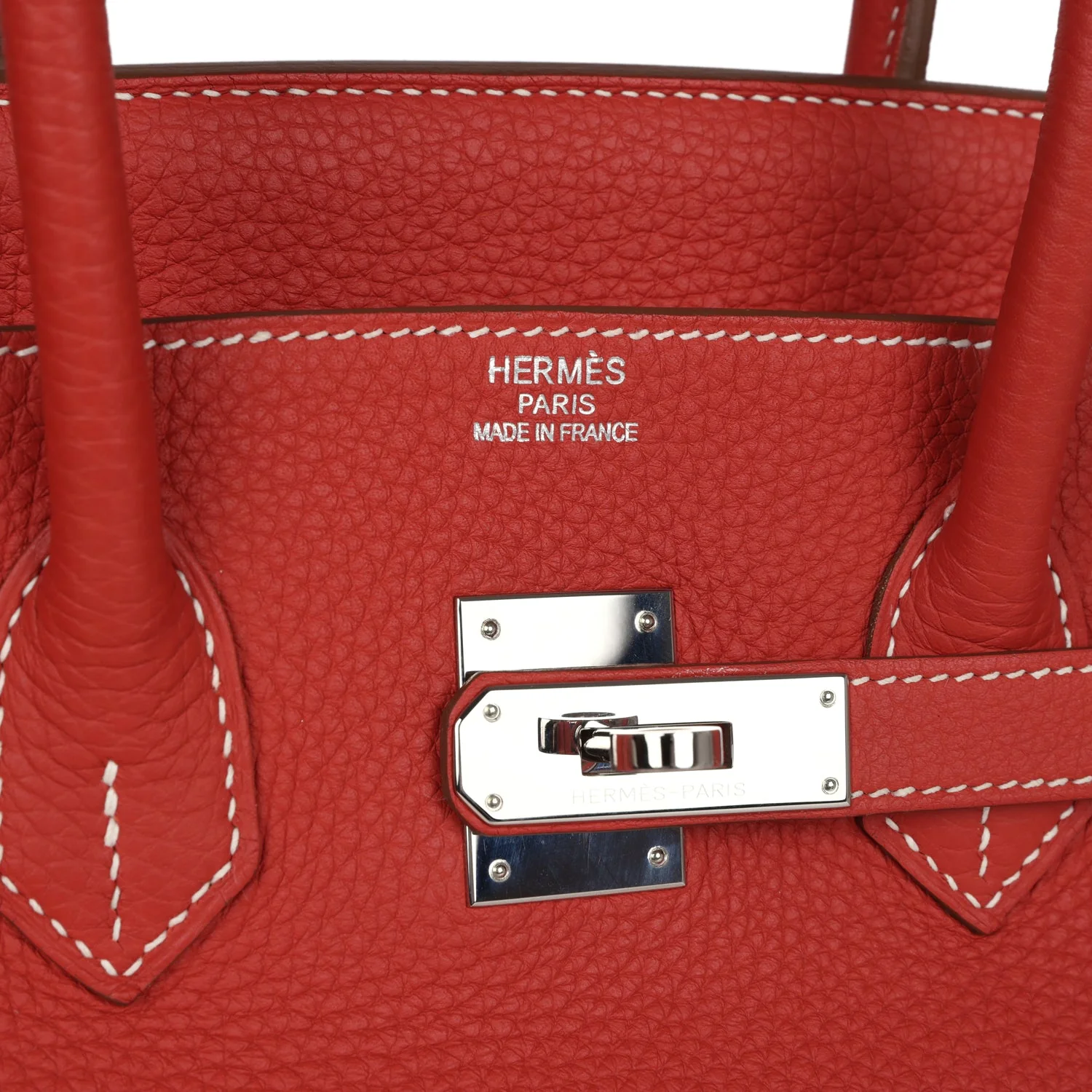 Replicate Hermes Birkin 35 Eclat Sanguine and White Clemence Palladium Hardware(1:1 replica)
