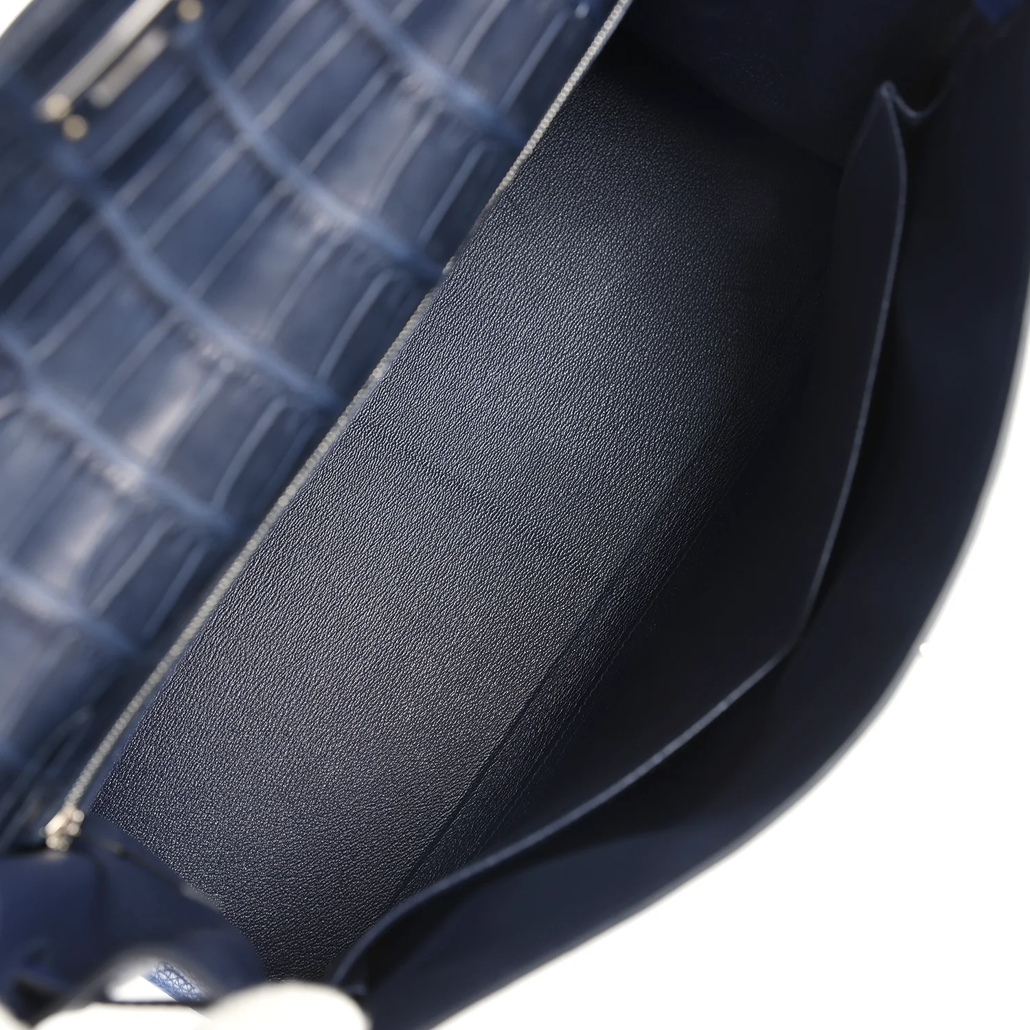 Replicate Hermes Kelly Retourne 35 Bleu Indigo Matte Alligator and Bleu Saphir Swift and Clemence Palladium Hardware(1:1 replica)