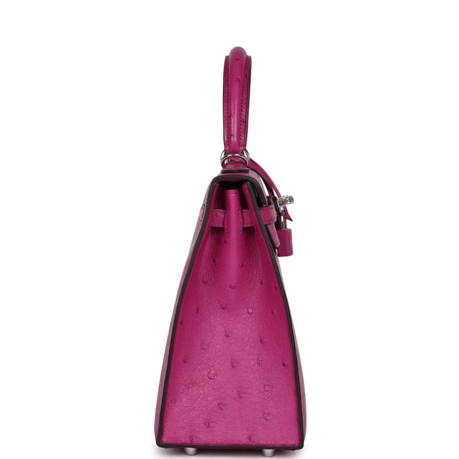 Replicate Hermes Kelly Sellier 25 Rose Pourpre Ostrich Palladium Hardware(1:1 replica)
