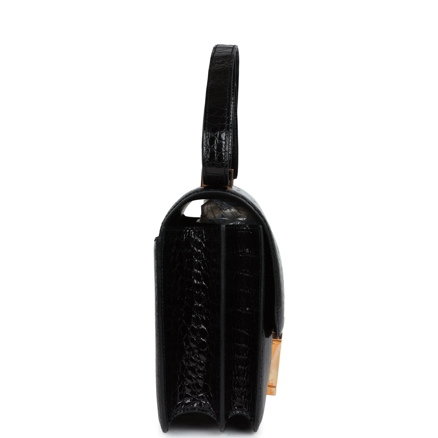Replicate Hermes Constance 24 Black Shiny Alligator Rose Gold Hardware(1:1 replica)
