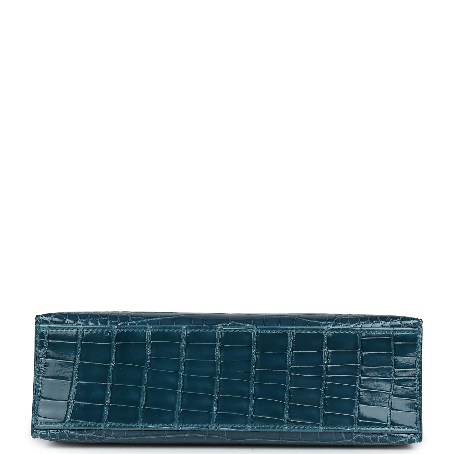 Replicate Hermes Kelly Pochette Vert Bosphore Shiny Alligator Gold Hardware(1:1 replica)
